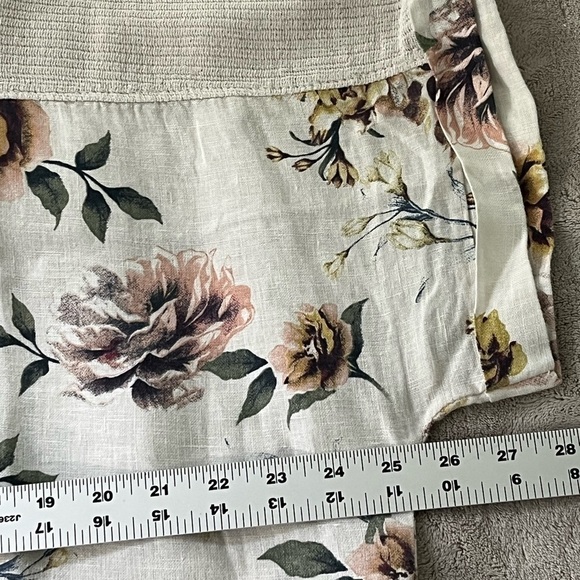 Lungo L'arno Floral Linen Tunic Top Natural Italy Boho Botanical Womans 2X Plus - Picture 11 of 12